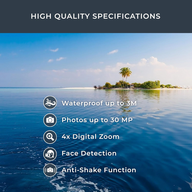 Цифровая подводная камера Easypix Aquapix W3027-M Wave Marine Blue водонепроницаемый компактный фотоаппарат (синий) - изображение 3