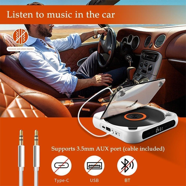 Портативный CD-плеер Bluetooth-колонка Lyutiore KC918 аккумуляторный с FM-радио и пультом ДУ настенный дисплей - Фото 5 Портативный CD-плеер Bluetooth-колонка Lyutiore KC918 аккумуляторный с FM-радио и пультом ДУ настенный дисплей - изображение 5