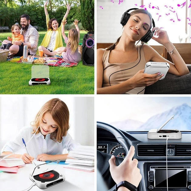 Портативный CD-плеер Bluetooth-колонка Lyutiore KC918 аккумуляторный с FM-радио и пультом ДУ настенный дисплей - Фото 6 Портативный CD-плеер Bluetooth-колонка Lyutiore KC918 аккумуляторный с FM-радио и пультом ДУ настенный дисплей - изображение 6