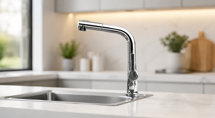 Кран/змішувач Faucet CR-8428 багатофункціональний метал / Змішувач кухонний з висувною лійкою, хром / Висувний кухонний змішувач з нержавіючої сталі - зображення 3