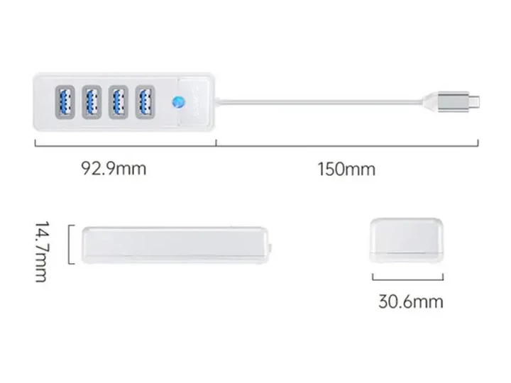 USB-хаб Orico PW4U-U3-015-WH-BP (CA914869) - Фото 3 USB-хаб Orico PW4U-U3-015-WH-BP (CA914869) - зображення 3