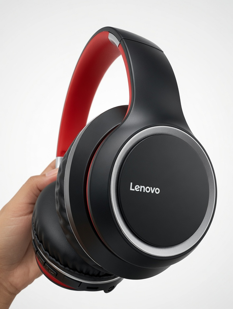Повнорозмірні навушники Lenovo HD200 Bluetooth, бездротова/провідна гарнітура з мікрофоном, ігрові навушники з шумопоглинанням, Black - зображення 8