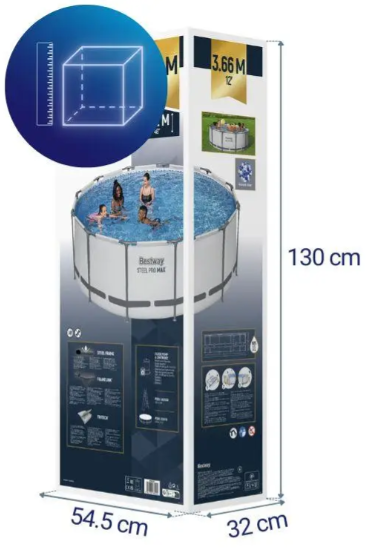 Каркасный бассейн Bestway 56420 (366 х 122 см) фильтр насос + лестница + тент - изображение 3