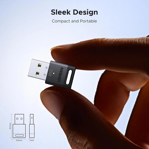 Bluetooth-адаптер Ugreen USB Bluetooth 6.0 Dongle Receiver EDR & BLE передатчик для компьютера, ноутбука Black (CM748) - Фото 7 Bluetooth-адаптер Ugreen USB Bluetooth 6.0 Dongle Receiver EDR & BLE передатчик для компьютера, ноутбука Black (CM748) - изображение 7