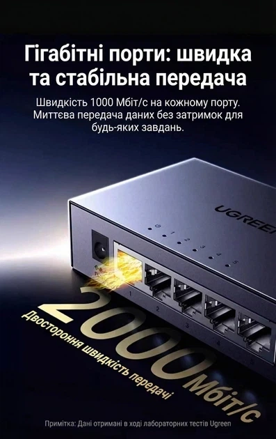 Комутатор UGREEN 5-портовий Gigabit Ethernet Switch в алюмінієвому корпусі (CM933) - Фото 8 Комутатор UGREEN 5-портовий Gigabit Ethernet Switch в алюмінієвому корпусі (CM933) - зображення 8