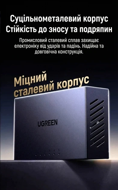 Комутатор UGREEN 5-портовий Gigabit Ethernet Switch в алюмінієвому корпусі (CM933) - Фото 6 Комутатор UGREEN 5-портовий Gigabit Ethernet Switch в алюмінієвому корпусі (CM933) - зображення 6