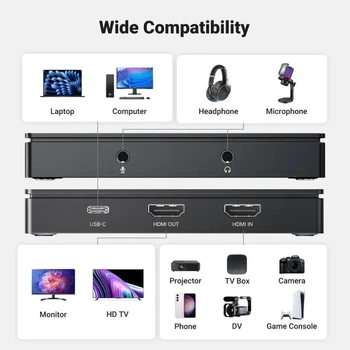 Карта захвата видео UGREEN HDMI to USB/USB-C 4K Full HD 2K 30 Гц 1080p 60 кадров в секунд Black (CM630) - Фото 6 Карта захвата видео UGREEN HDMI to USB/USB-C 4K Full HD 2K 30 Гц 1080p 60 кадров в секунд Black (CM630) - изображение 6