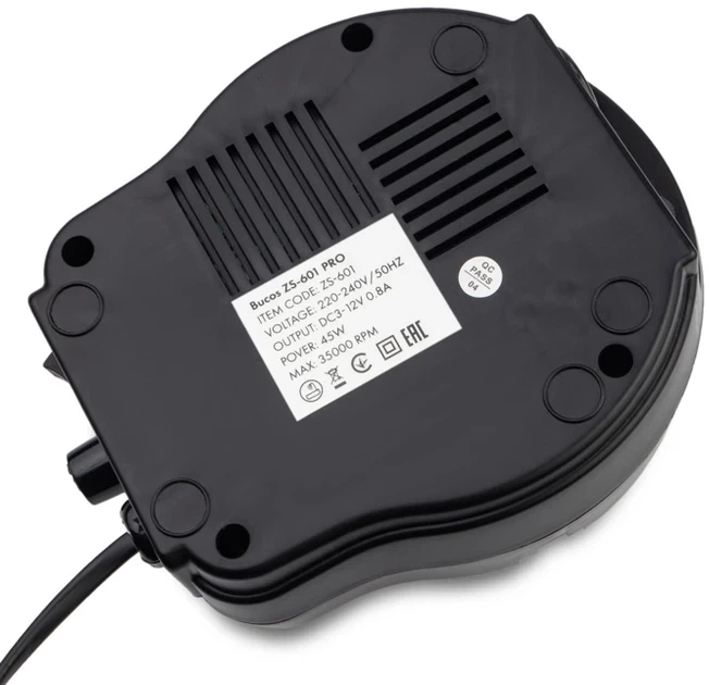 Фрезер ZS-601 Pro BUCOS профессиональный 45 Вт 35000 об/мин Фрезер для маникюра/педикюра, Подставка для ручки, Черный - изображение 5
