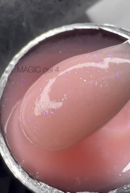 Гель для наращивания SAGA Builder Gel Magic с поталью Персиковый - Фото 2 Гель для наращивания SAGA Builder Gel Magic с поталью Персиковый - изображение 2