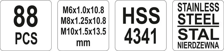Набір для ремонту різьби YATO M6 x 1.0, M8 x 1.25-10.8, M10 x 1.5-13.5 мм 88 шт YT-1769 - Фото 4 Набір для ремонту різьби YATO M6 x 1.0, M8 x 1.25-10.8, M10 x 1.5-13.5 мм 88 шт YT-1769 - зображення 4