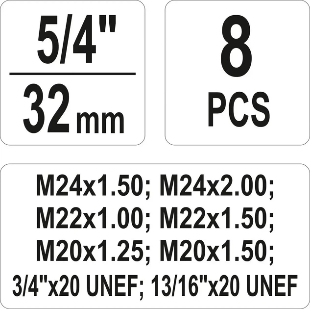 Набор для ремонта резьбы YATO 5/4" 32 мм 8 шт YT-17695 - Фото 5 Набор для ремонта резьбы YATO 5/4" 32 мм 8 шт YT-17695 - изображение 5