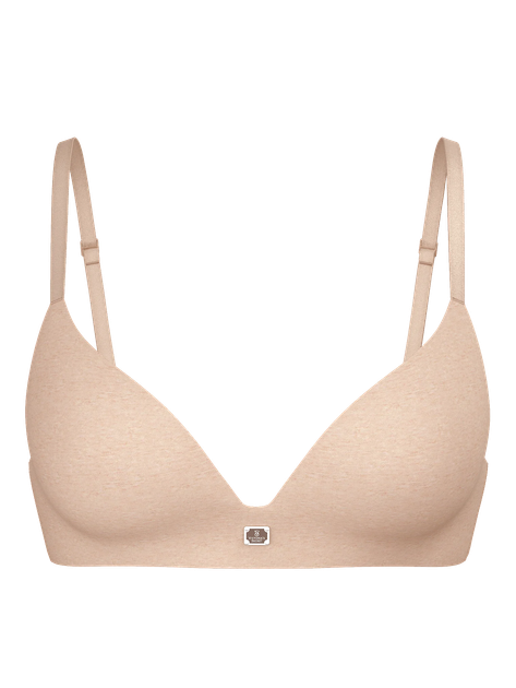 Бюстгальтер без кісточок безшовний бавовняний Victoria's Secret Cotton Logo Hardware Lightly Lined, бежевий, 34А - зображення 3