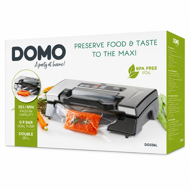 Вакууматор DOMO DO336L 130 Вт с рулоном пакетов 5 м и встроенным ножом - изображение 15