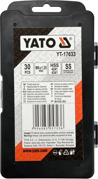 Набір для ремонту різьби YATO M8 x 1.25 мм 30 шт YT-17633 - зображення 3