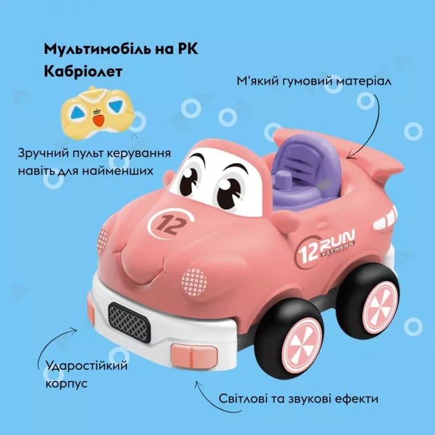 Радіокерована іграшка OTAMANKO Мультимобілі Кабріолет зі світлом та звуком (5320332 - Фото 2 Радіокерована іграшка OTAMANKO Мультимобілі Кабріолет зі світлом та звуком (5320332 - зображення 2