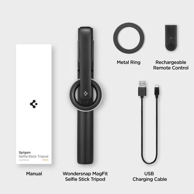 Універсальний штатив Spigen S580W Bluetooth Selfie Stick Long Tripod Black with MagSafe (AMP07659) - Фото 13 Універсальний штатив Spigen S580W Bluetooth Selfie Stick Long Tripod Black with MagSafe (AMP07659) - зображення 13