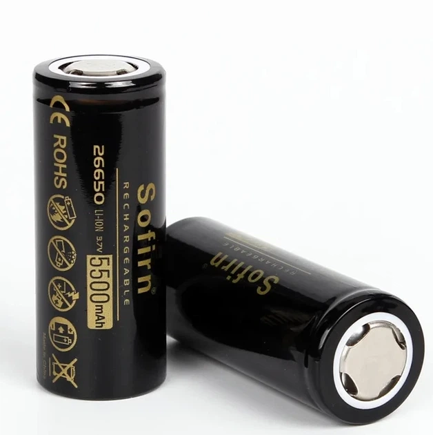 Аккумулятор 26650 Sofirn 5000 mAh литий-ионная аккумуляторная батарея Li-Ion 10А, 3.7V Плоский плюс (19303) - изображение 3