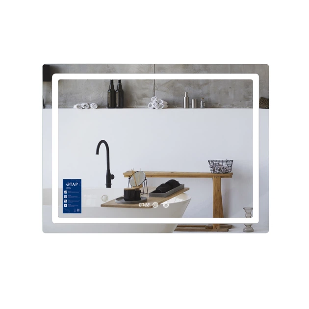 Зеркало Qtap Mideya (MI2) 800х600 с часами, с LED-подсветкой Touch, с антизапотеванием, диммером QTMID80060049265 - Фото 1 Зеркало Qtap Mideya (MI2) 800х600 с часами, с LED-подсветкой Touch, с антизапотеванием, диммером QTMID80060049265 - изображение 1