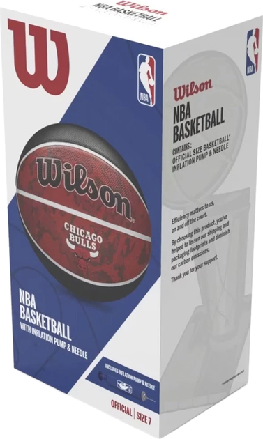 Мяч баскетбольный Wilson NBA Team Tribute BSKT Chi Bulls Size 7 в подарочной коробке + насос (WZ4021501XP) - Фото 3 Мяч баскетбольный Wilson NBA Team Tribute BSKT Chi Bulls Size 7 в подарочной коробке + насос (WZ4021501XP) - изображение 3