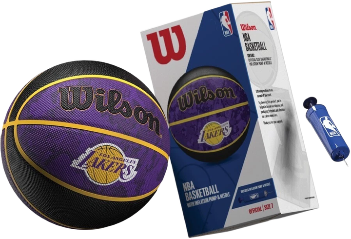 Мяч баскетбольный Wilson NBA Team TieDye BSKT LA Lakers SI Size 7 в подарочной коробке + насос (WZ4007803XP) - Фото 1 Мяч баскетбольный Wilson NBA Team TieDye BSKT LA Lakers SI Size 7 в подарочной коробке + насос (WZ4007803XP) - изображение 1
