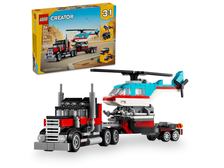 Конструктор LEGO Creator Бортовой грузовик с вертолетом 270 деталей (31146) - изображение 4