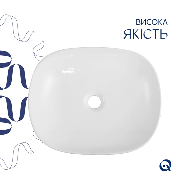 Раковина накладная Qtap Aquarius 470x380x120 мм, Marble, прямоугольная, с донным клапаном QTAQA188MR49782 - изображение 4