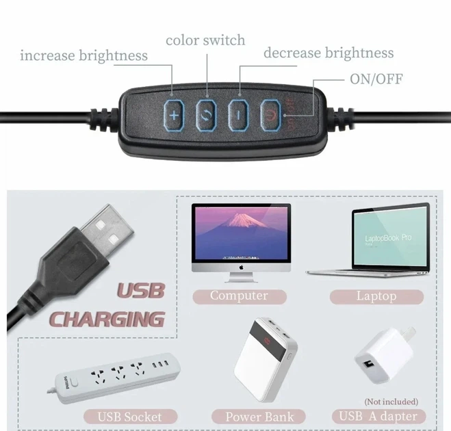 Кольцевая LED лампа с штативом Jeemak PC51 10" Черная k1 - Уценка - изображение 3