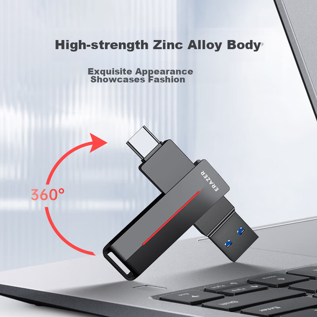 Флеш память USB Lenovo ERAZER F502 MAX 32GB USB 3.2 Gen1 + Type-C Grey - Фото 7 Флеш память USB Lenovo ERAZER F502 MAX 32GB USB 3.2 Gen1 + Type-C Grey - изображение 7