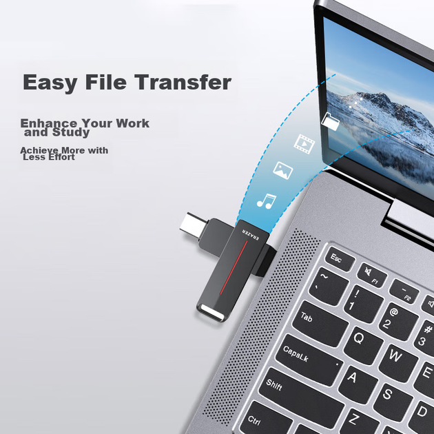 Флеш память USB Lenovo ERAZER F502 MAX 32GB USB 3.2 Gen1 + Type-C Grey - Фото 8 Флеш память USB Lenovo ERAZER F502 MAX 32GB USB 3.2 Gen1 + Type-C Grey - изображение 8
