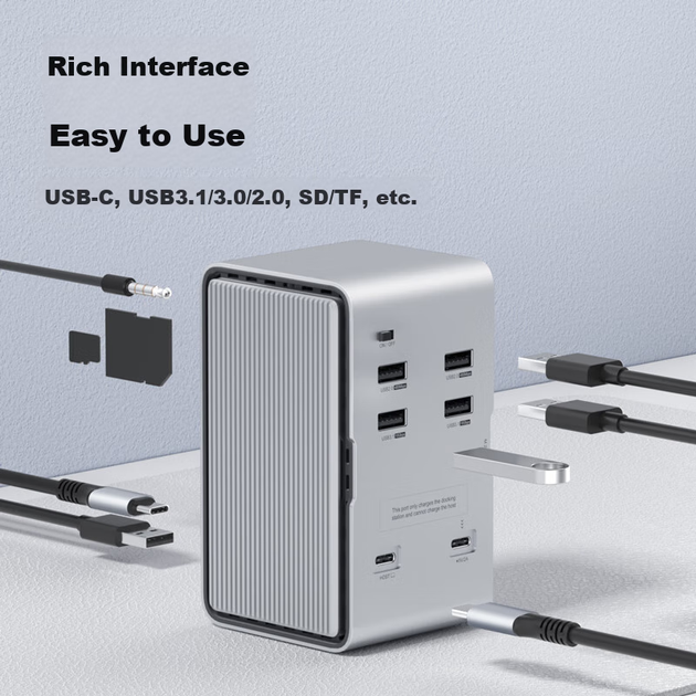 Hagibis Audio Expansion Dock, настольный концентратор расширения, многопортовый USB-адаптер, корпус для жесткого диска Type-C, совместимость с M.2 Thunderbolt 4, подходит для компьютеров Apple и ноутбуков Mac, преобразователь сетевых портов. - изображение 10