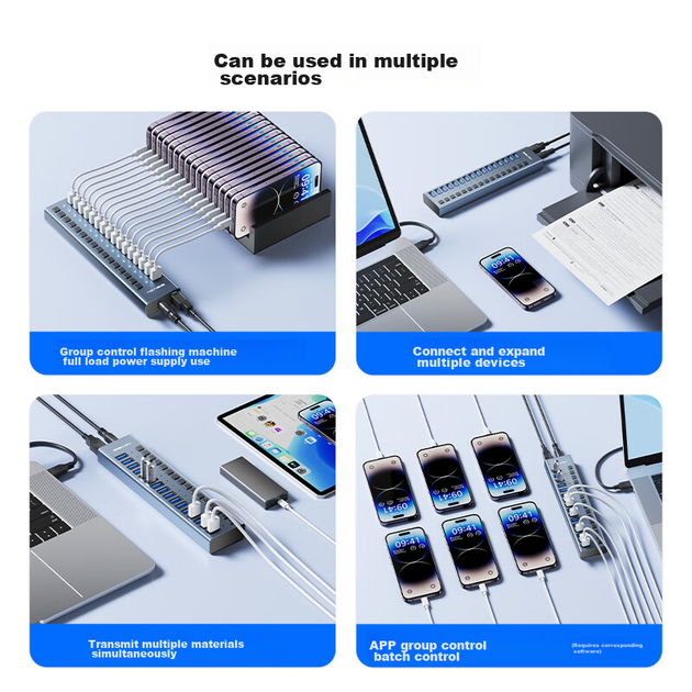 USB-концентратор Acasis 3.1 с 16 портами, независимым переключателем управления и адаптером расширения, совместимый с ноутбуками Apple Mac HS-716M 10 Гбит/с. - изображение 10