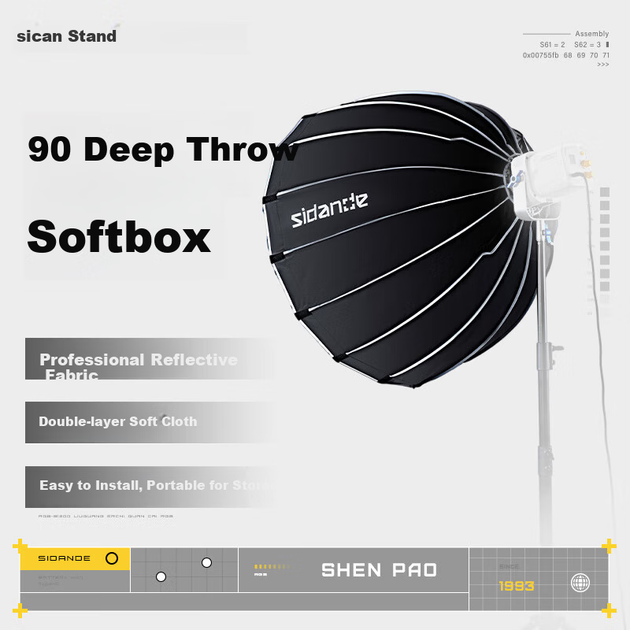 Sidande 90cm Deep Parabolic Softbox Photography Fill Light Soft Cover Live Streaming Portable Bowens Mount Soft Light Box Umbrella Grid Octagonal Softbox - изображение 3