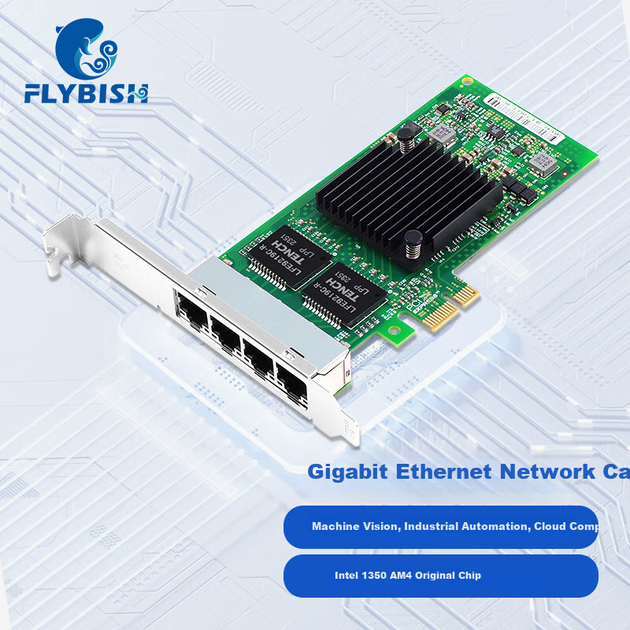 Серверная четырехпортовая гигабитная сетевая карта FLYBISH PCIe x1, чип Intel I350AM4, проводная сетевая карта I350-T4x1 с электрическим портом, поддерживает программную маршрутизацию/агрегацию/промышленные камеры. - Фото 4 Серверная четырехпортовая гигабитная сетевая карта FLYBISH PCIe x1, чип Intel I350AM4, проводная сетевая карта I350-T4x1 с электрическим портом, поддерживает программную маршрутизацию/агрегацию/промышленные камеры. - изображение 4