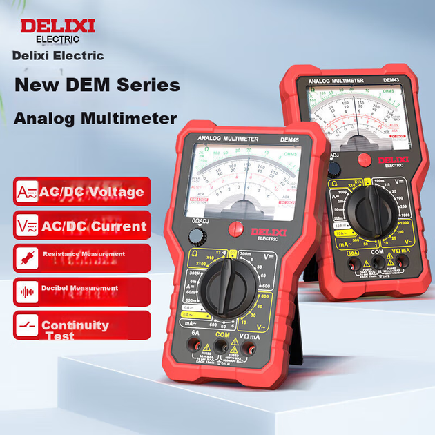 Аналоговый мультиметр DELIXI ELECTRIC, высокоточный интеллектуальный, защищенный от возгорания, бытовой электроизмерительный прибор, измерение децибел, DEM43 - изображение 4