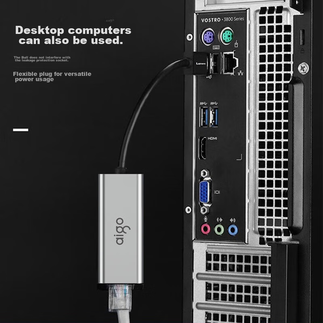 Мережевий адаптер aigo R01 USB – Ethernet RJ45 100 Мбіт/с, металевий - зображення 6