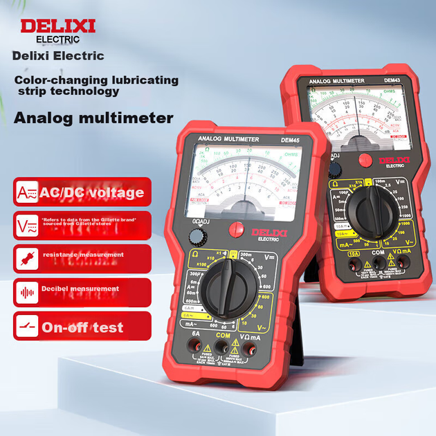 DELIXI ELECTRIC Аналоговый мультиметр, высокоточный, интеллектуальная защита от ожогов, для домашнего и электрического использования, проверка целостности электрической цепи, DEM45 - изображение 4