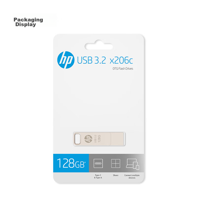 Флеш-накопичувач HP X206c з двома інтерфейсами Type-C та USB 3.2 Gen1, повністю металевий, багатофункціональний, для навчання та офісного використання - изображение 10