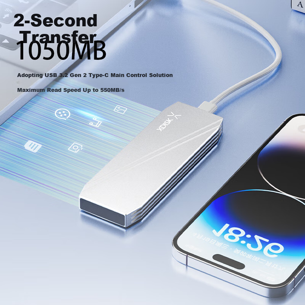SSD диск XDISK M 1TB Type-C (M30-1TB) External Silver - Фото 4 SSD диск XDISK M 1TB Type-C (M30-1TB) External Silver - изображение 4
