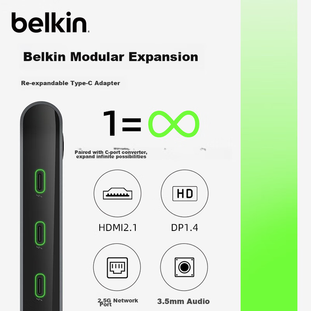 Док-станція BELKIN Thunderbolt 4, п'ятивхідний високопродуктивний модуль розширення, розширення комп'ютера Thunderbolt 4, комерційна продуктивність 40 Гбіт/с, зарядний пристрій потужністю 140 Вт, док-станція розширення INC013 - Фото 7 Док-станція BELKIN Thunderbolt 4, п'ятивхідний високопродуктивний модуль розширення, розширення комп'ютера Thunderbolt 4, комерційна продуктивність 40 Гбіт/с, зарядний пристрій потужністю 140 Вт, док-станція розширення INC013 - зображення 7