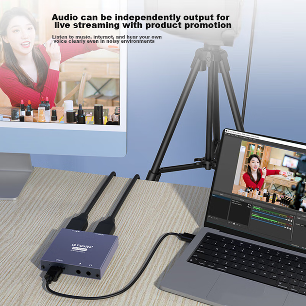 Карта захвата видео ULT-Unite HDMI, устройство захвата 4K HD с петлевым выходом и разъемом USB-C 3.0, для телефонов, планшетов, PS5, ноутбуков, Nintendo Switch. Комплект оборудования для записи игр и прямых трансляций. - изображение 5