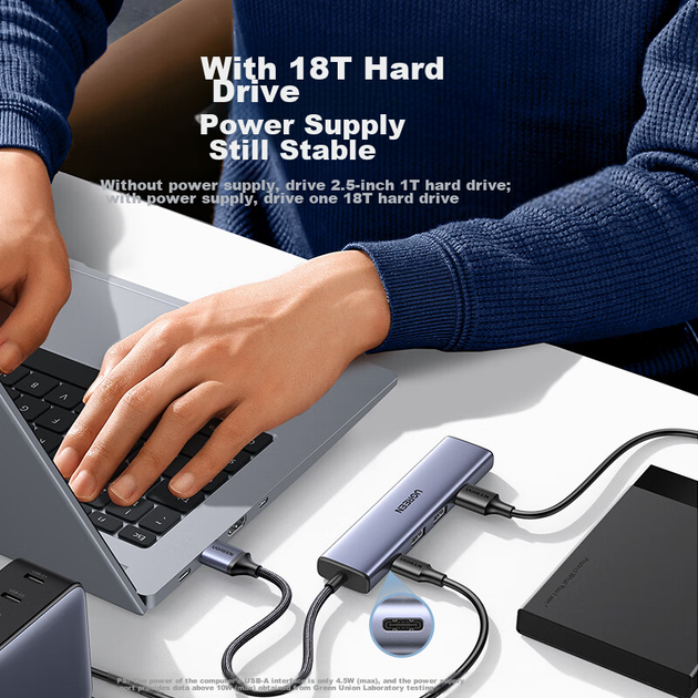 Розширювальна док-станція UGREEN USB Hub 3.0, високошвидкісний спліттер з 4 портами-концентратором, сумісний з ноутбуками та настільними комп'ютерами, адаптер-конвертер-подовжувач - Фото 7 Розширювальна док-станція UGREEN USB Hub 3.0, високошвидкісний спліттер з 4 портами-концентратором, сумісний з ноутбуками та настільними комп'ютерами, адаптер-конвертер-подовжувач - изображение 7