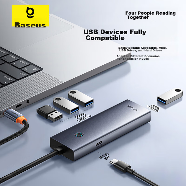 Док-станция расширения Baseus USB 3.0, адаптер для зарядки, разветвитель Type-C, универсальный конвертер Thunderbolt 4 для ноутбуков Huawei. - изображение 7