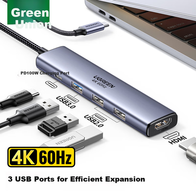 UGREEN Type-C Expansion Dock HDMI 2.0 Hub USB Adapter 4K 60Hz Universal Thunderbolt 4 Apple Computer Interface Converter for Huawei Xiaomi Laptops - изображение 10