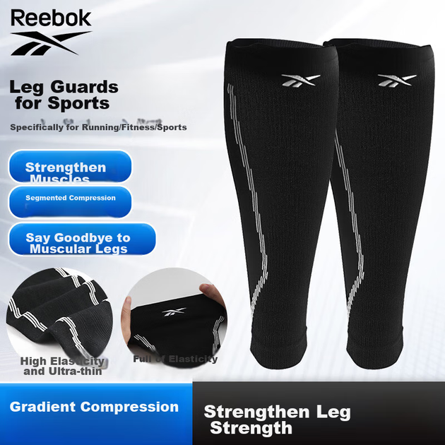 Щит для гомілок Reebok для чоловіків та жінок, спортивний захист для ніг, наколінник для бігу, компресійний рукав для баскетболу та футболу, велоспорт - Фото 4 Щит для гомілок Reebok для чоловіків та жінок, спортивний захист для ніг, наколінник для бігу, компресійний рукав для баскетболу та футболу, велоспорт - зображення 4