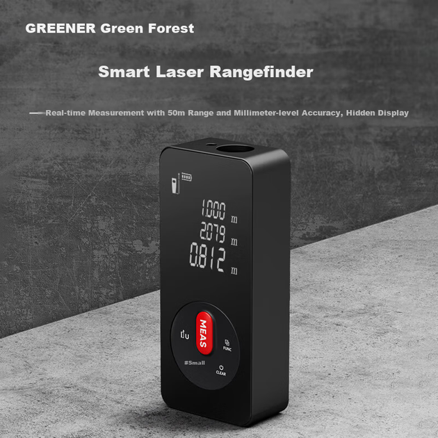 Лазерный дальномер GREENER, высокоточный инфракрасный портативный прибор для измерения расстояния в помещении, модернизированная модель с экраном с подсветкой, водонепроницаемый и пылезащитный (до 50 м). - изображение 6