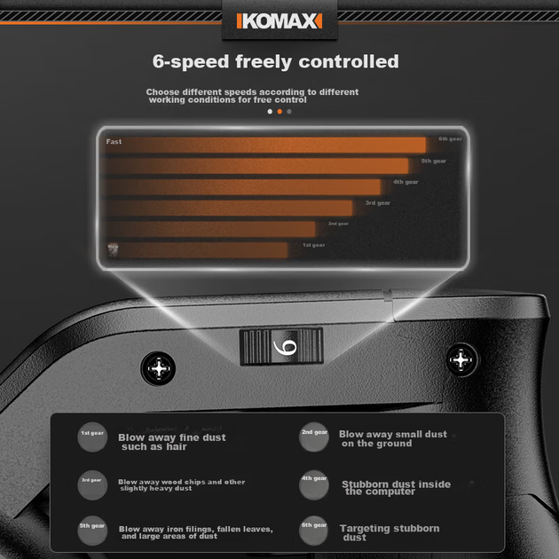 Мощный воздуходувка KOMAX, небольшой вентилятор для удаления пыли, очиститель воздуха для компьютеров, мощный промышленный пылесос, снегоуборщик - изображение 4