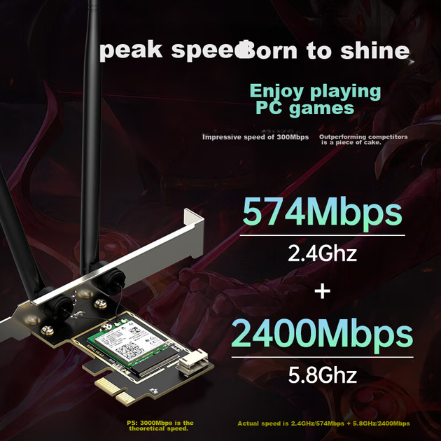 EDUP Intel AX200 Gigabit PCIe беспроводная сетевая карта, приемник Wi-Fi 6 для настольного компьютера, внутренний модуль для игрового ПК, двухдиапазонный 5G 3000 Мбит/с, Bluetooth 5.2, EP-AX200LS - изображение 7