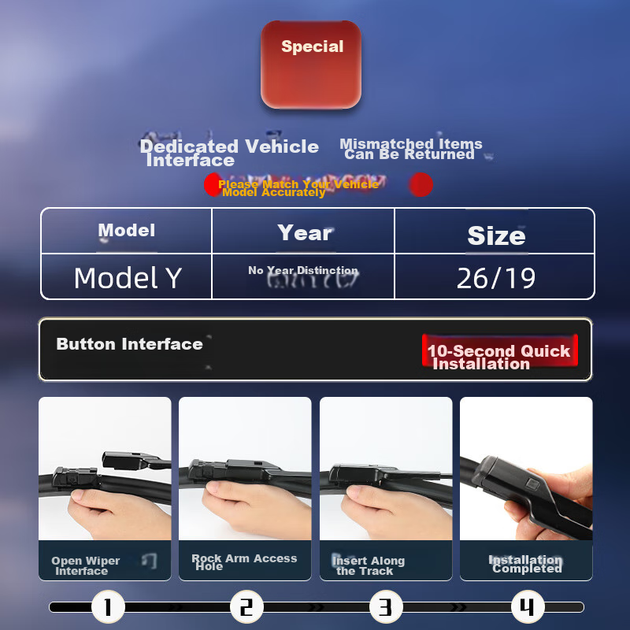 Спеціальна безрамкова щітка склоочисника Aolin для Tesla Model Y, оригінальний заводський склоочисник, гумова накладка класу А - изображение 5