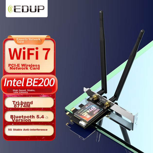 Игровая гигабитная сетевая карта WiFi 7 EDUP BE200, трехдиапазонный интерфейс PCIe для настольных компьютеров 8774M, беспроводной приемник WiFi Bluetooth 5.4 - BE9715 - изображение 4