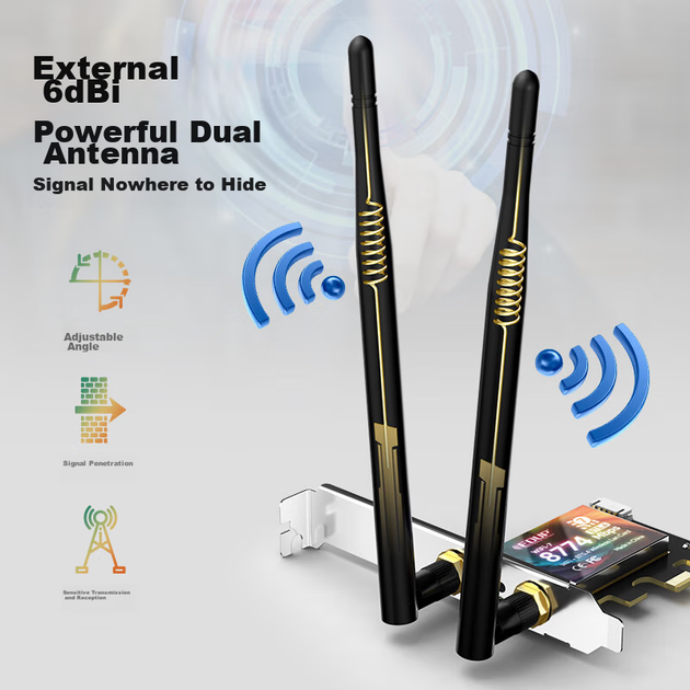 Игровая гигабитная сетевая карта WiFi 7 EDUP BE200, трехдиапазонный интерфейс PCIe для настольных компьютеров 8774M, беспроводной приемник WiFi Bluetooth 5.4 - BE9715 - изображение 10